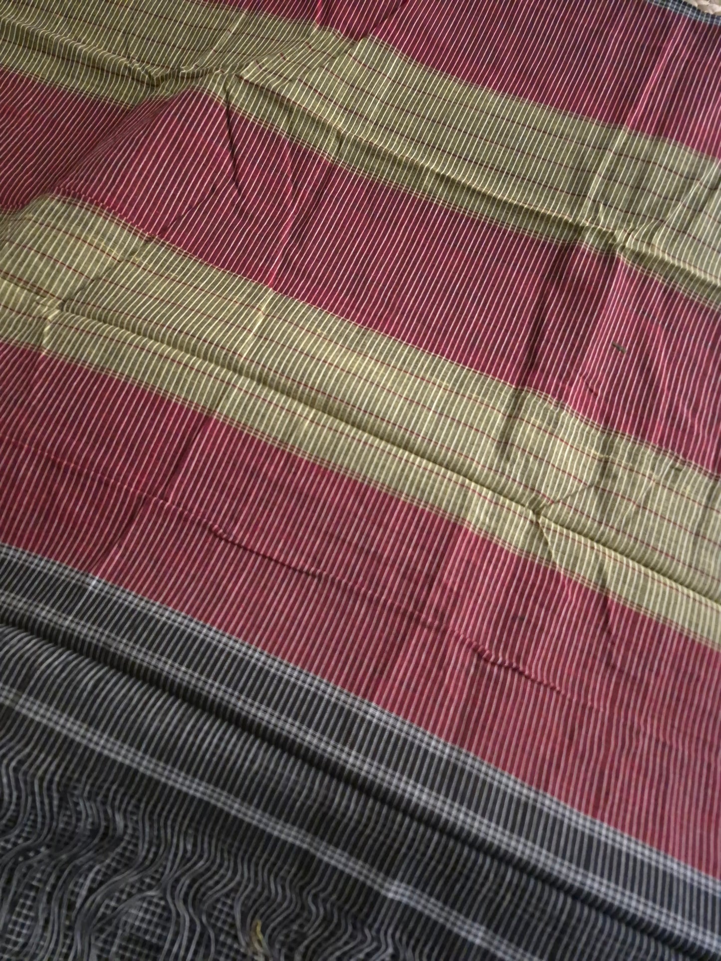 Patteda Anchu - Black - Red and Yellow Border