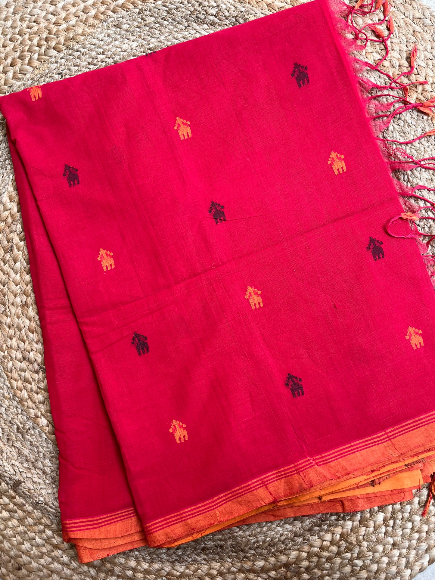 Ponduru Khaddar - Jamdhani Weave - Maroon