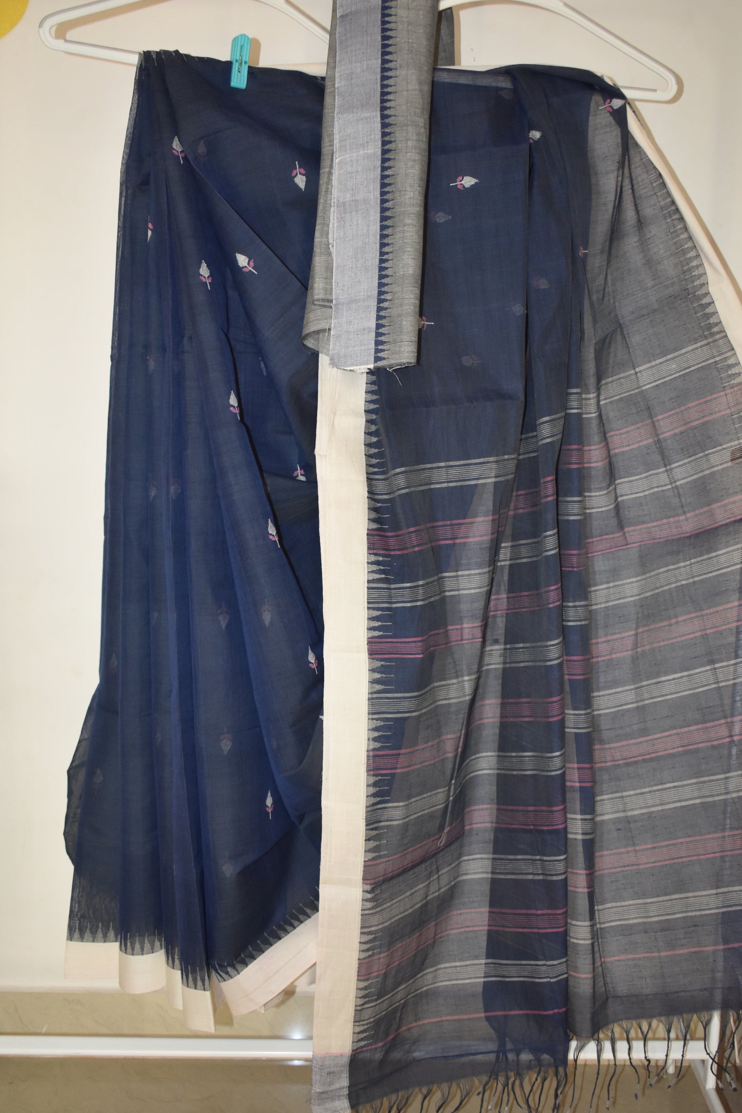Ponduru Khaddar - Jamdhani Weave - Navy Blue