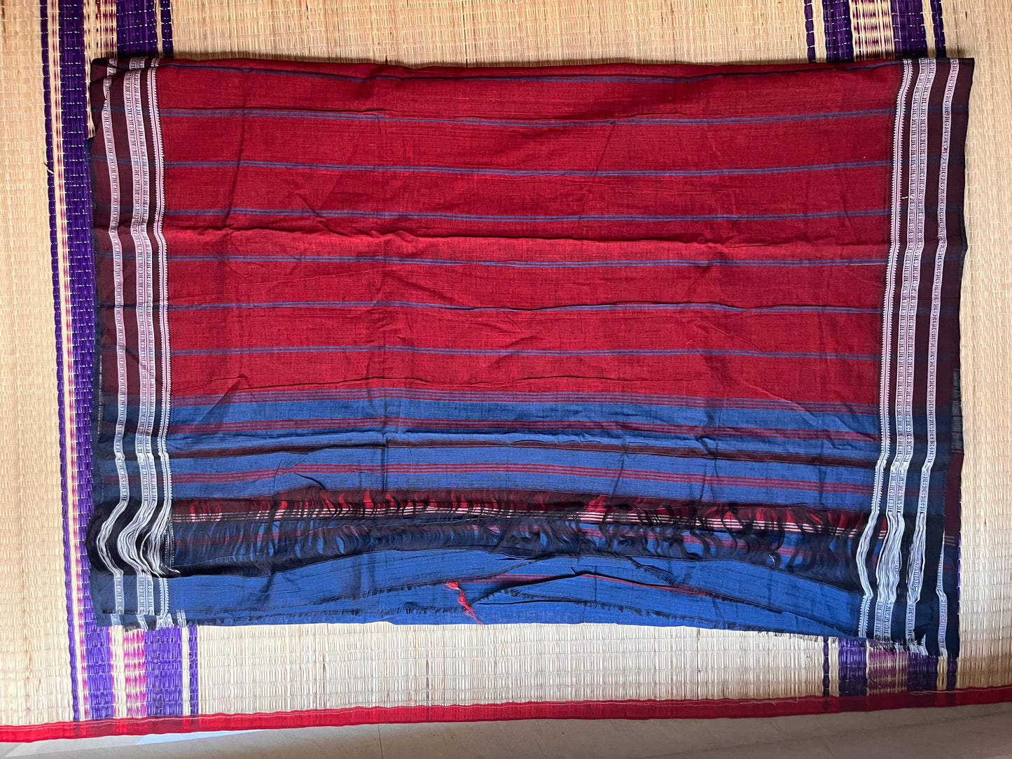 Hubli Revival Saree - Double sided border - Blue
