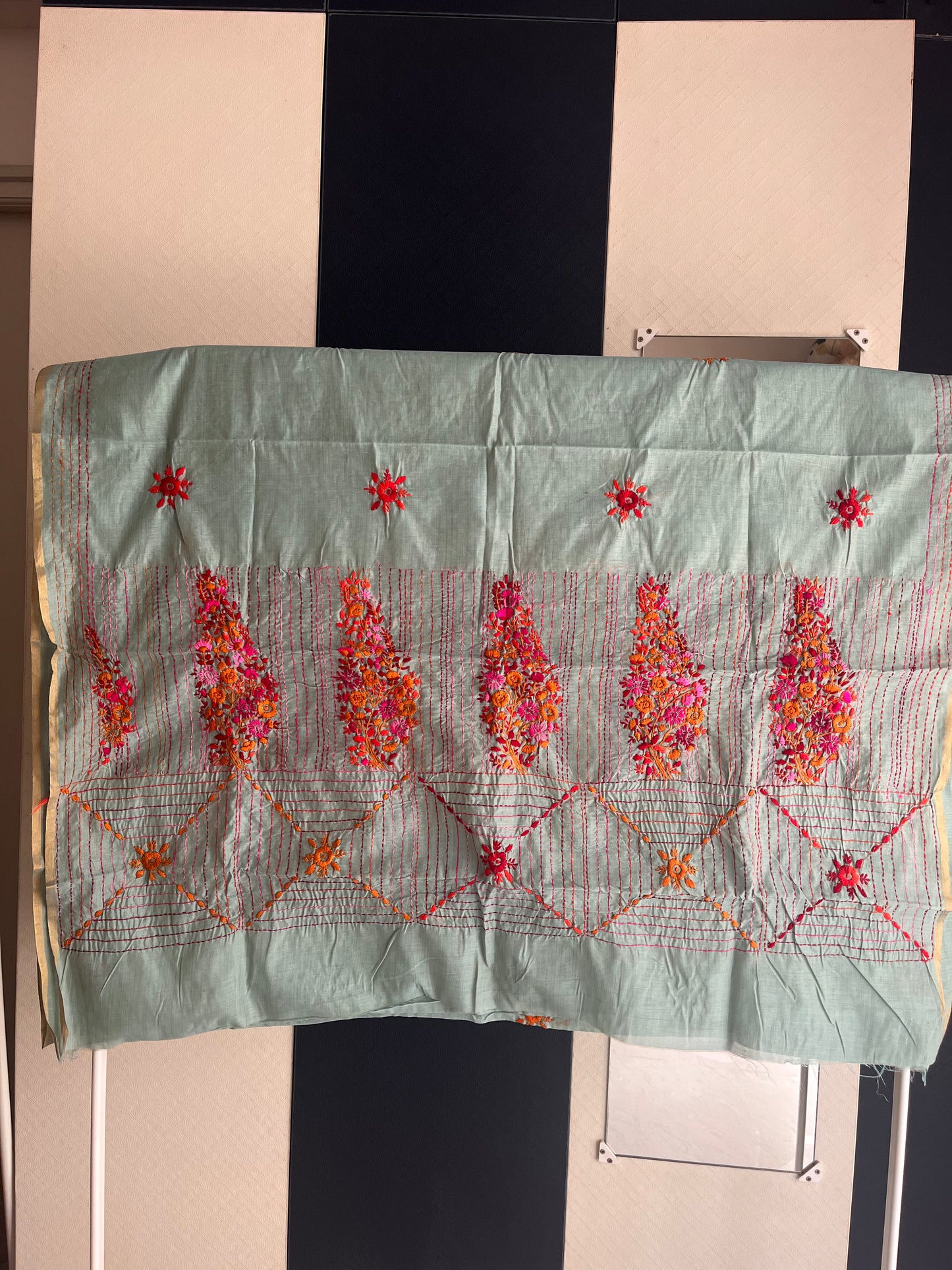 Bullion Saree - Sea Green