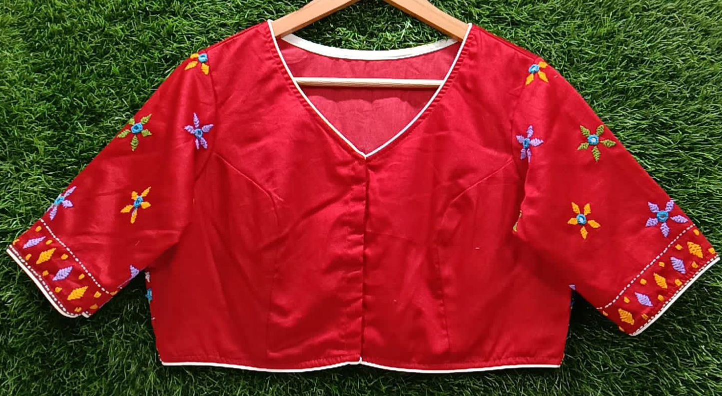 Kutch-Inspired Hand-Embroidered Cotton Blouse