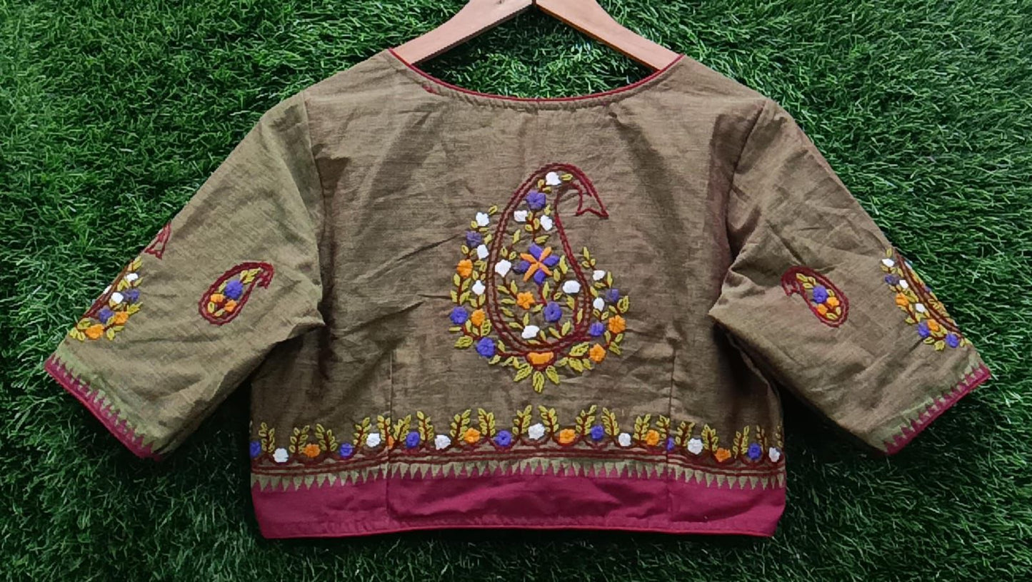 Paisley Hand-Embroidered Cotton Blouse