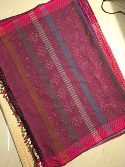 Tangaliya Magenta with Blue