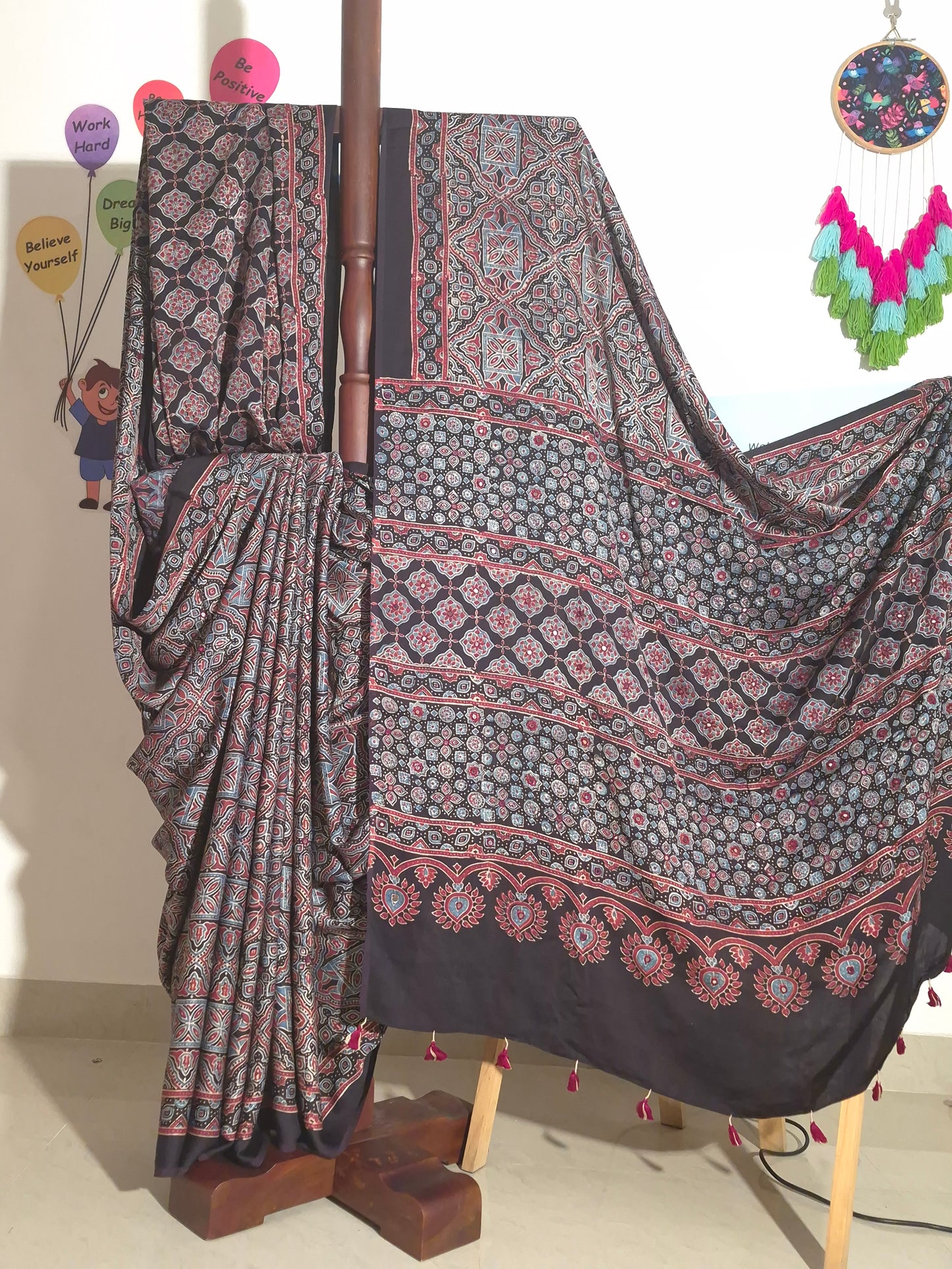 Ajrakh Modal - Black - Mirror Embroided