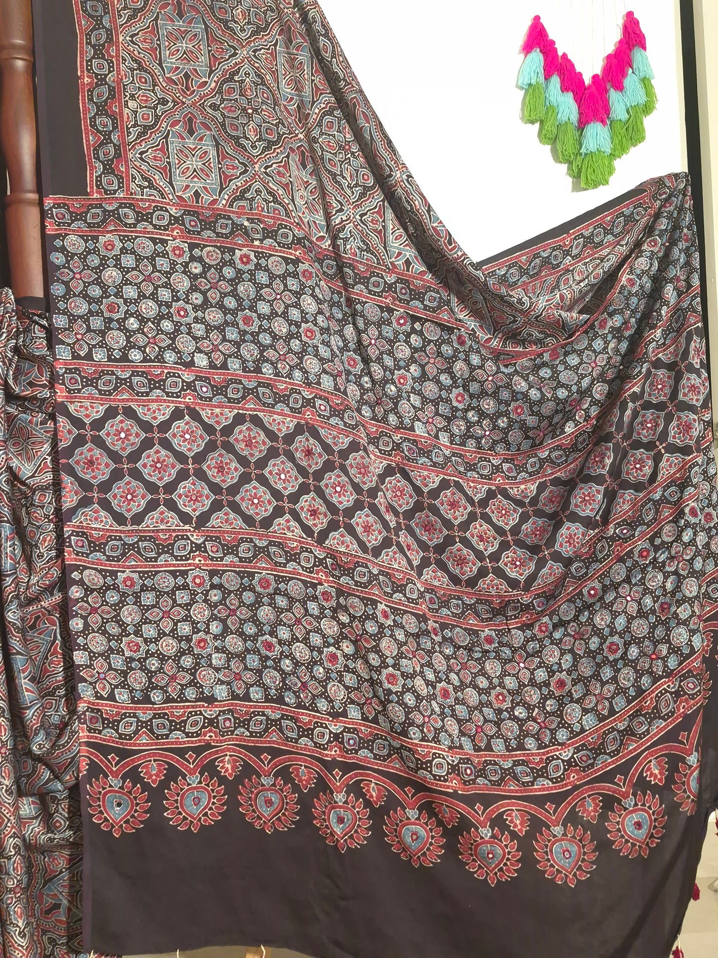 Ajrakh Modal - Black - Mirror Embroided