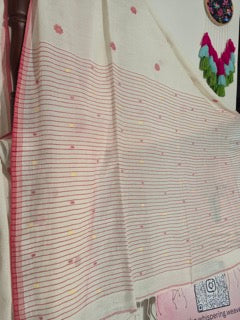 Jamdhani - White and Red Flower motifs