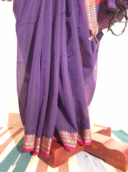 Narayanpet Handlooms: Purple+Pink Saree
