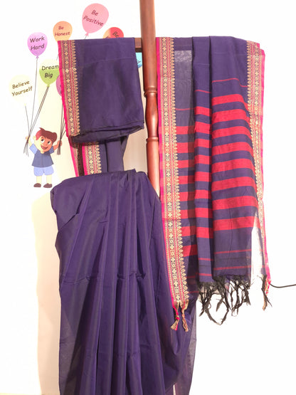 Narayanpet Handlooms: Purple+Pink Saree