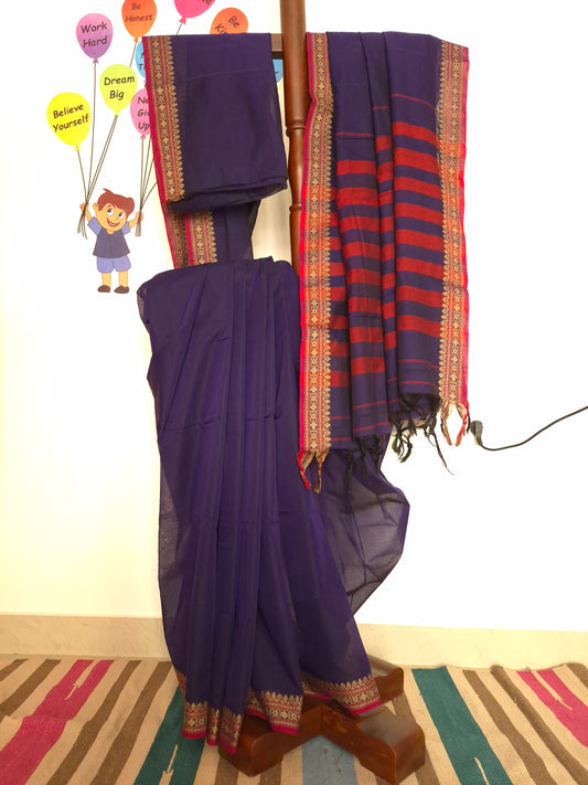 Narayanpet Handlooms: Purple+Pink Saree
