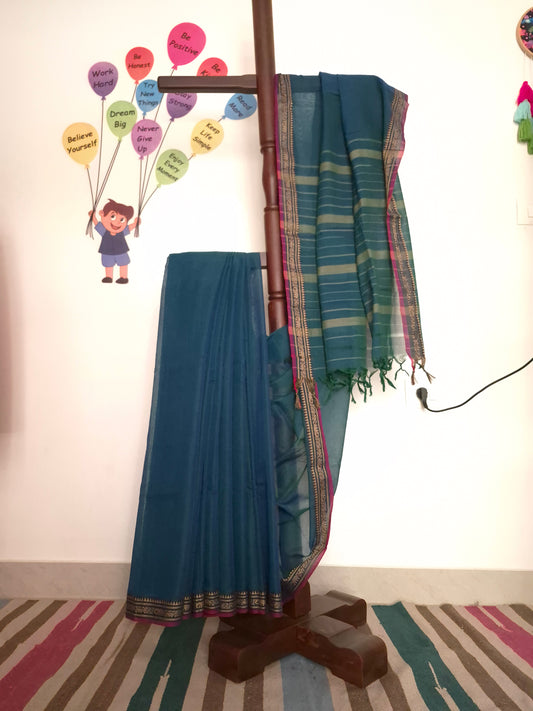 Narayanpet Handlooms: Blue Saree