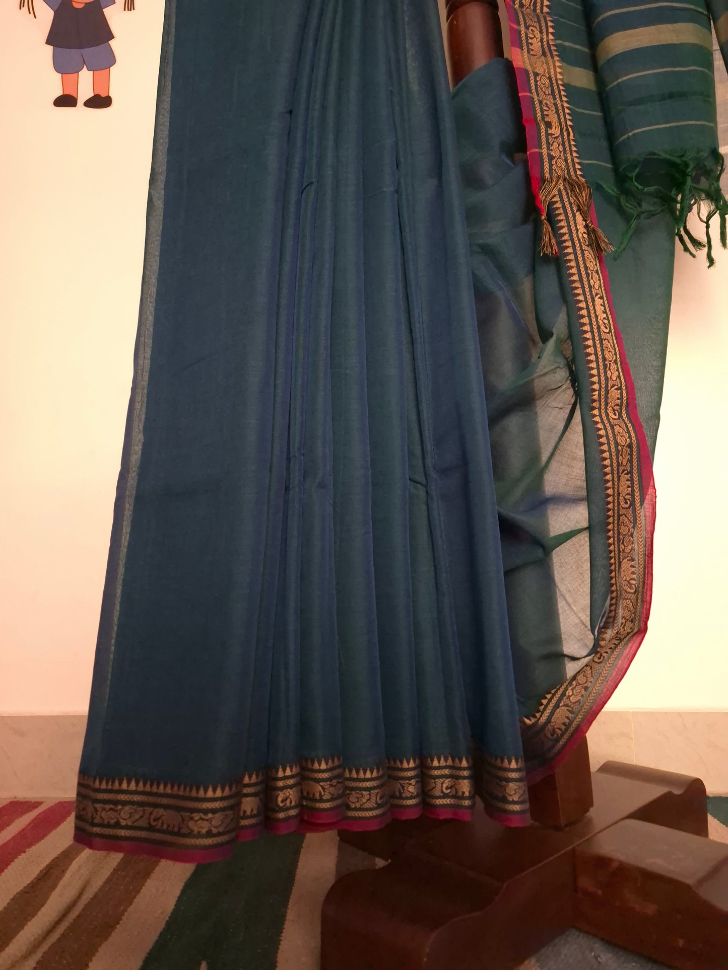 Narayanpet Handlooms: Blue Saree