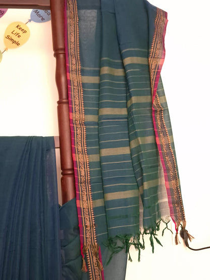 Narayanpet Handlooms: Blue Saree