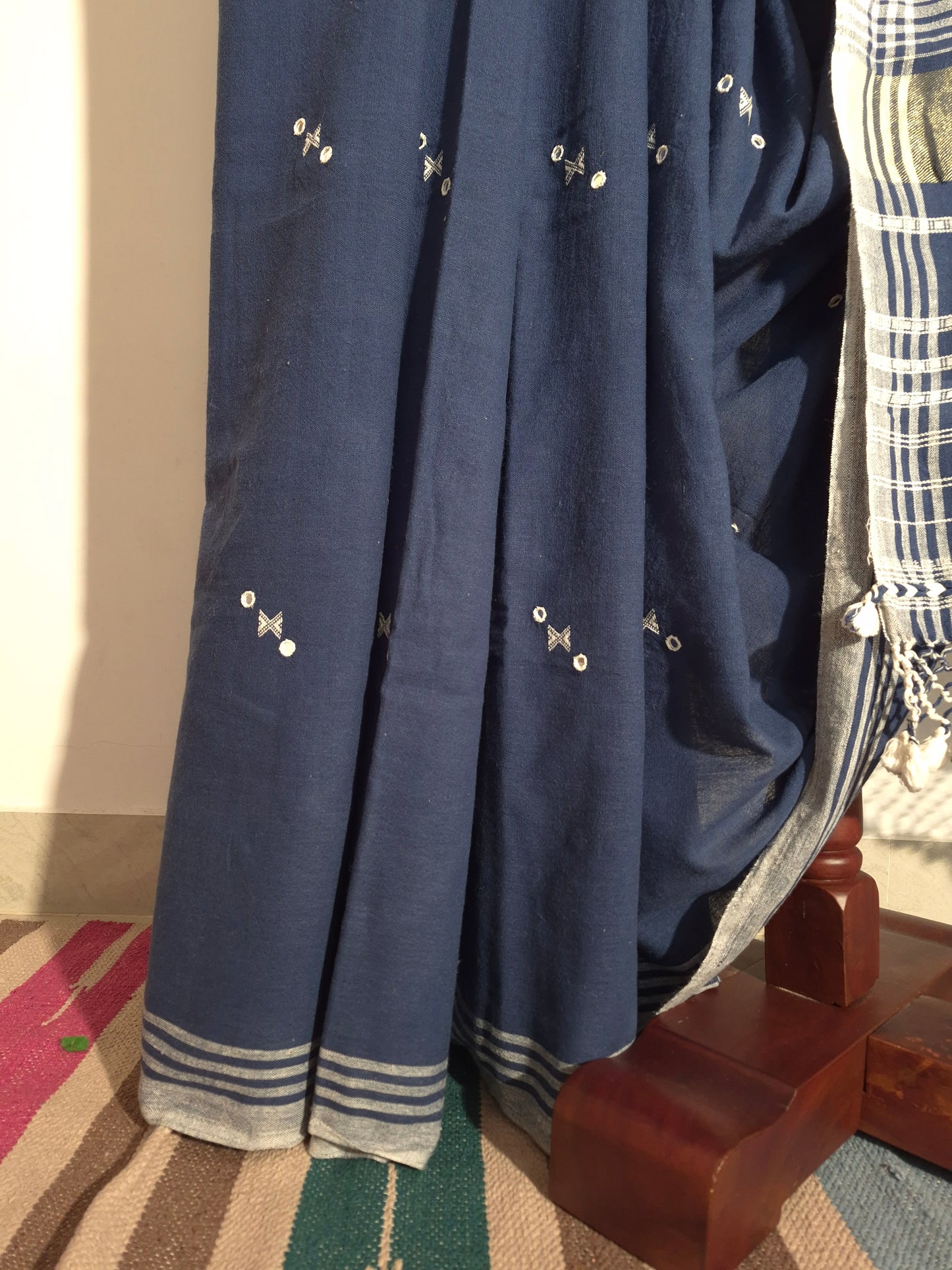 Bhujodi Kala Cotton - Classic Blue with contrast Blouse
