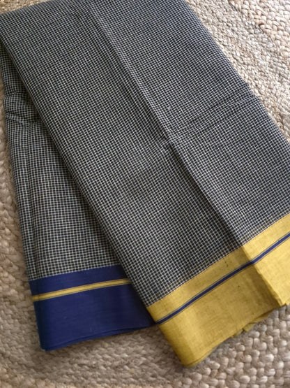 Patteda Anchu - Black - Yellow and Blue border