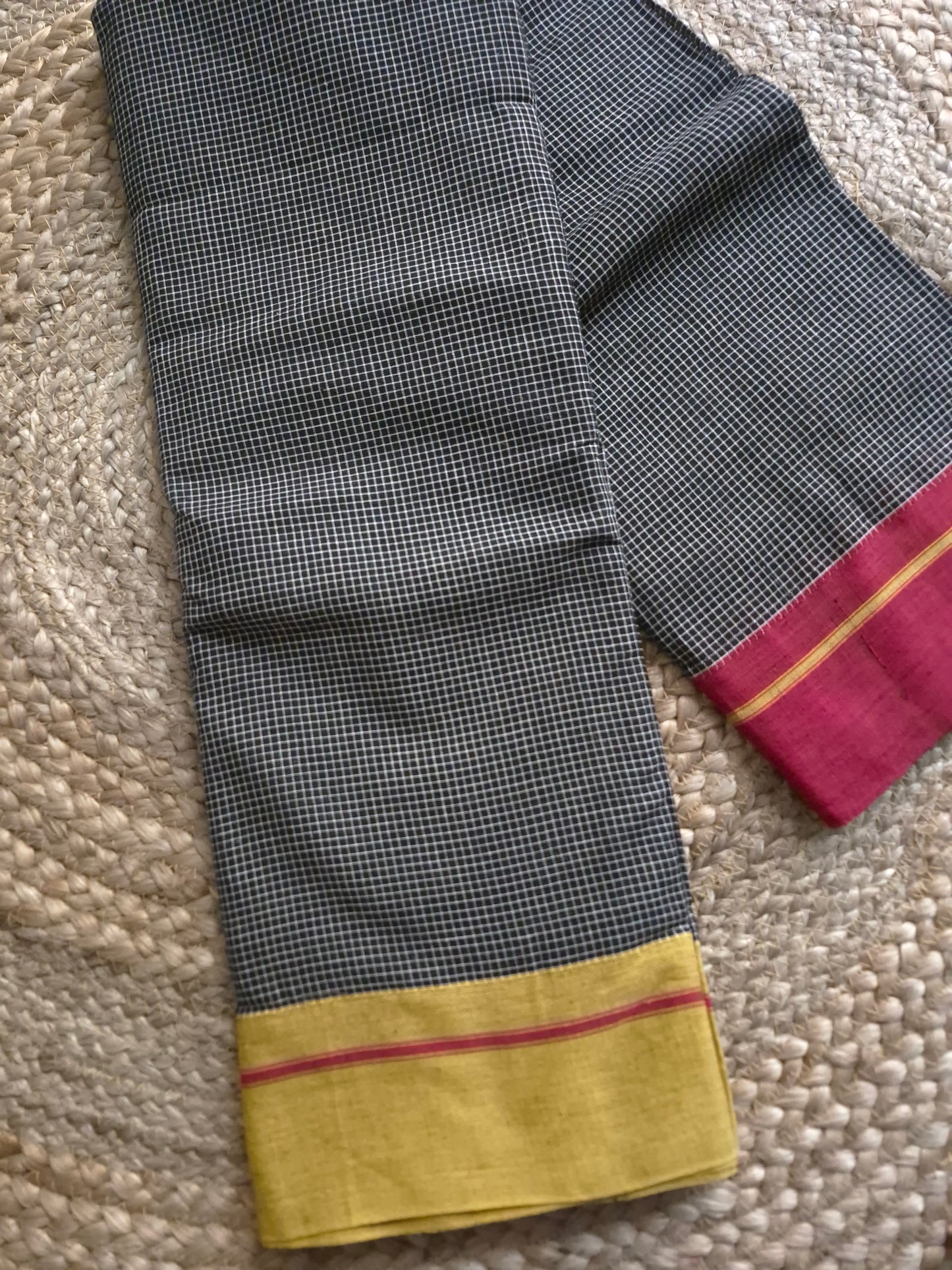 Patteda Anchu - Black - Red and Yellow Border