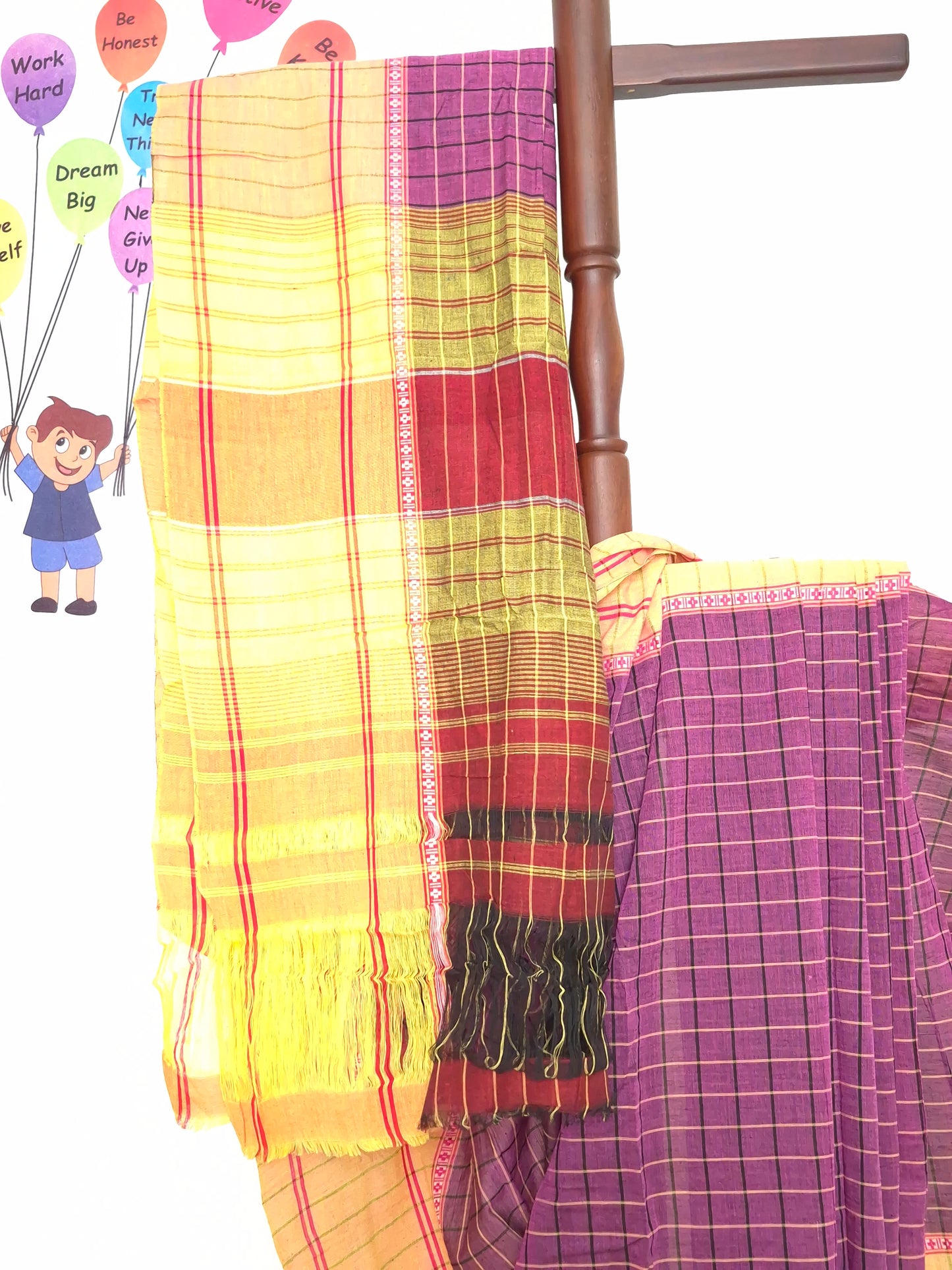 Chettinad Revival Saree - Magenta Checks