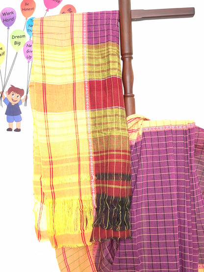 Chettinad Revival Saree - Magenta Checks