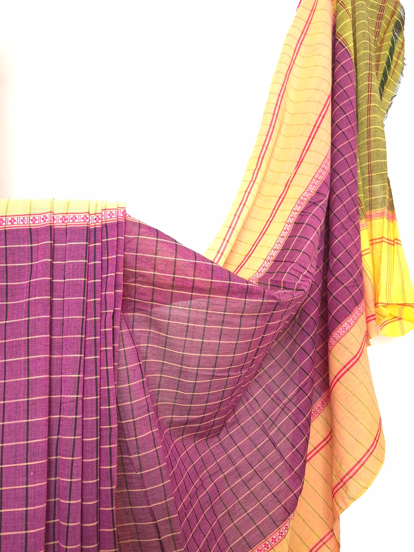 Chettinad Revival Saree - Magenta Checks