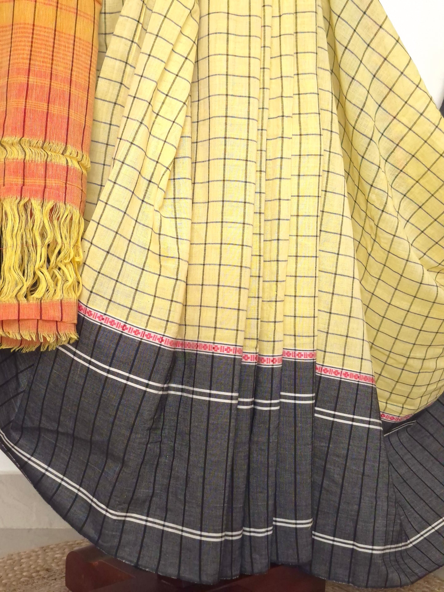 Chettinad Revival Saree - Butter Yellow Checks