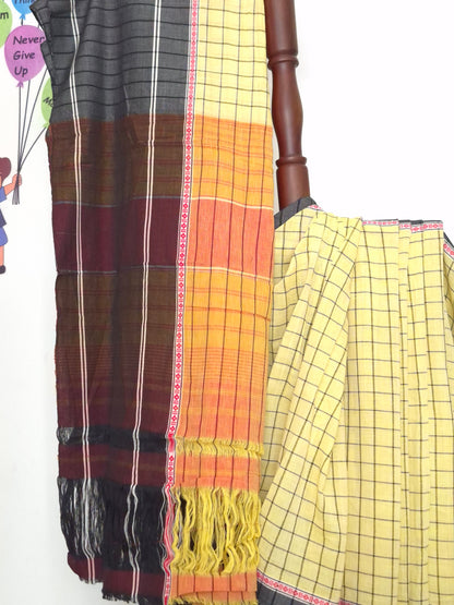 Chettinad Revival Saree - Butter Yellow Checks
