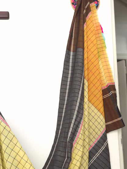 Chettinad Revival Saree - Butter Yellow Checks