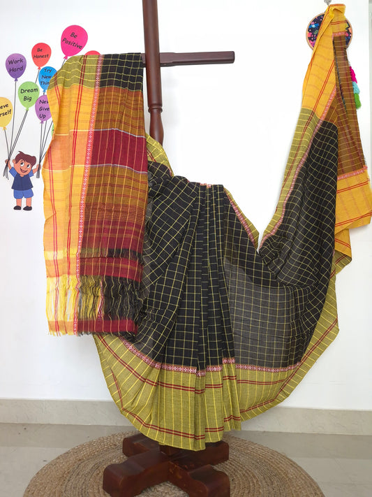 Chettinad Revival Saree - Black Checks