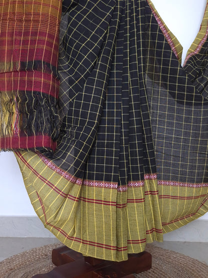 Chettinad Revival Saree - Black Checks