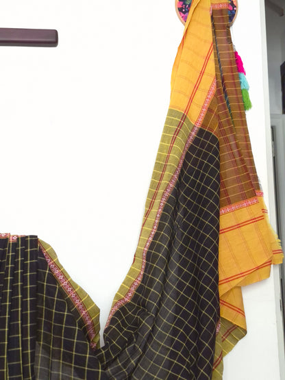 Chettinad Revival Saree - Black Checks