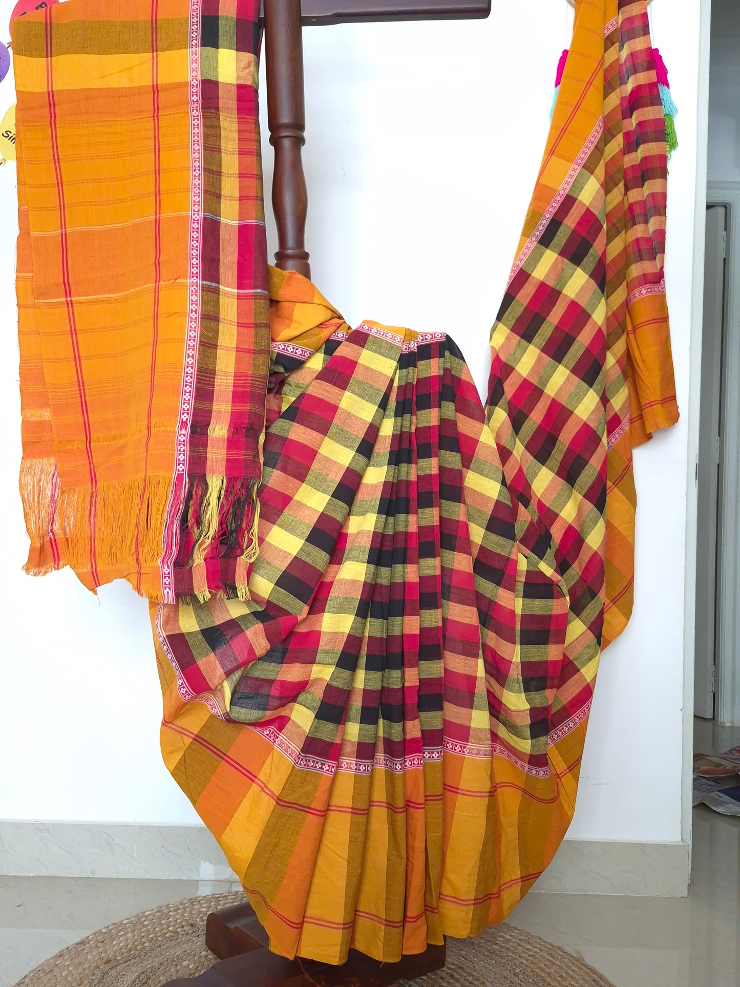 Chettinad Revival Saree - Multicolour checks