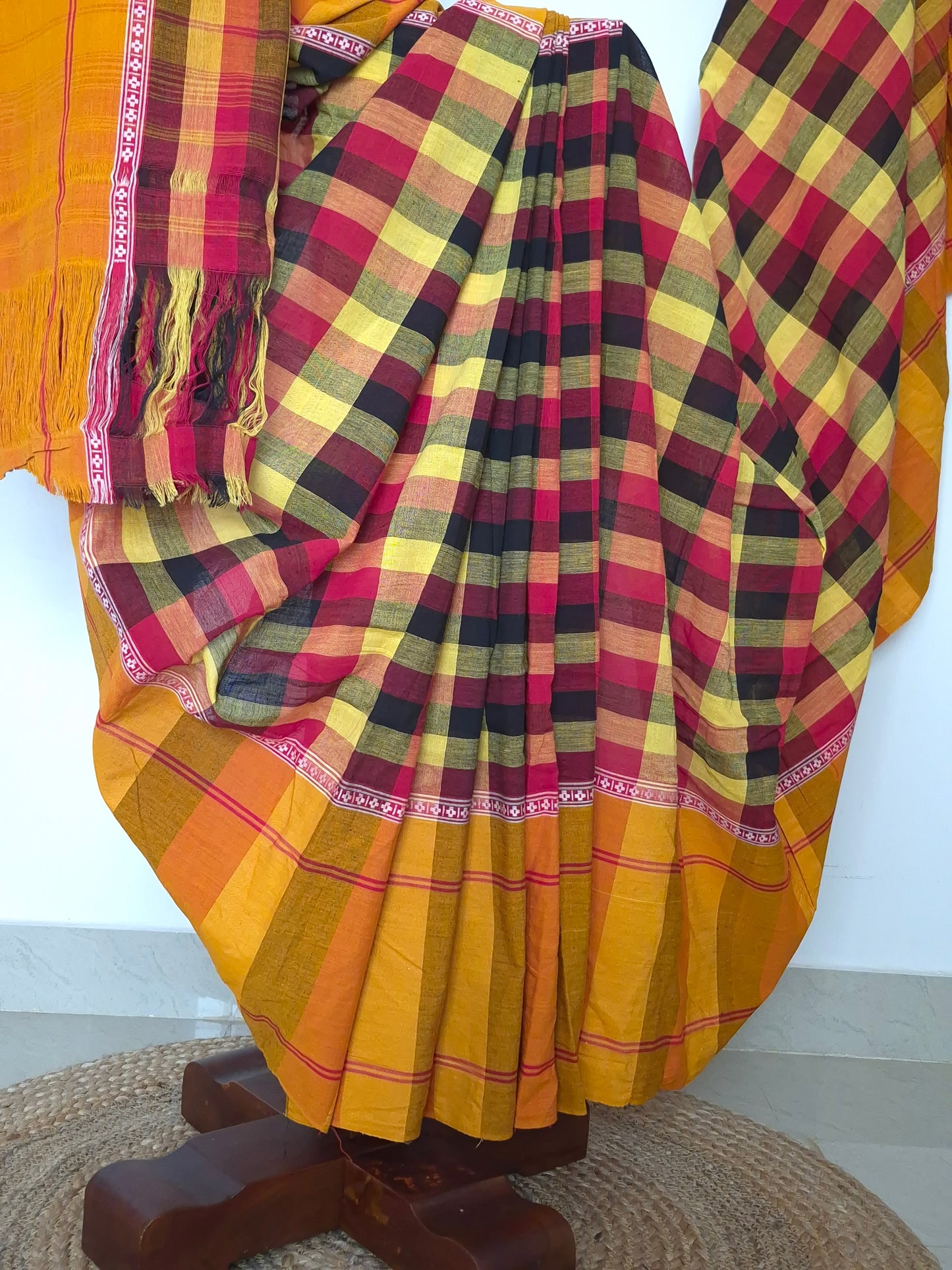 Chettinad Revival Saree - Multicolour checks