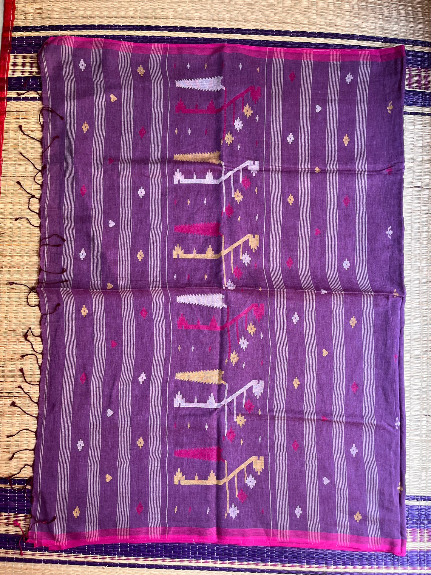 Jamdhani - purple - Bee Motif