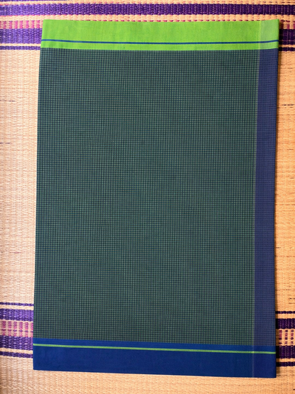 Patteda Anchu - Bottle Green - Blue and Green Border