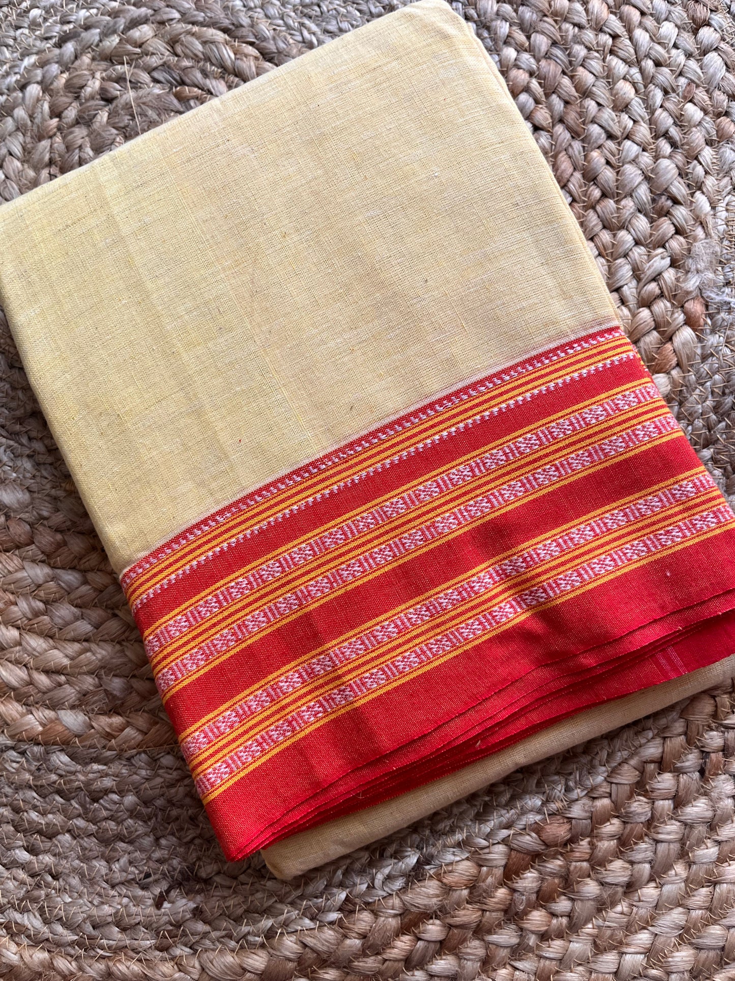 Patteda Anchu -Yellow - Plain Saree - Woven Border