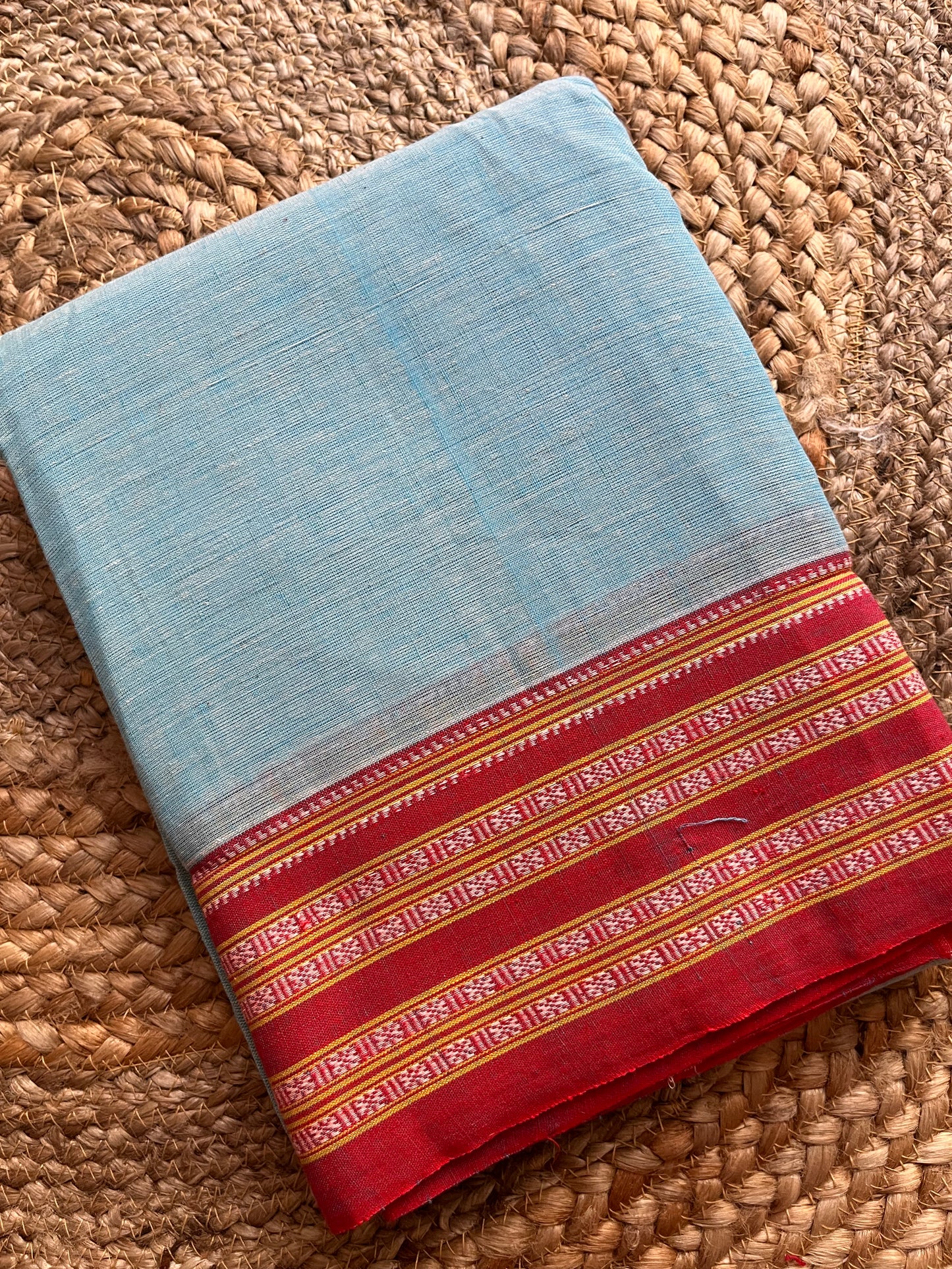 Patteda Anchu -Blue - Plain Saree - Woven Border
