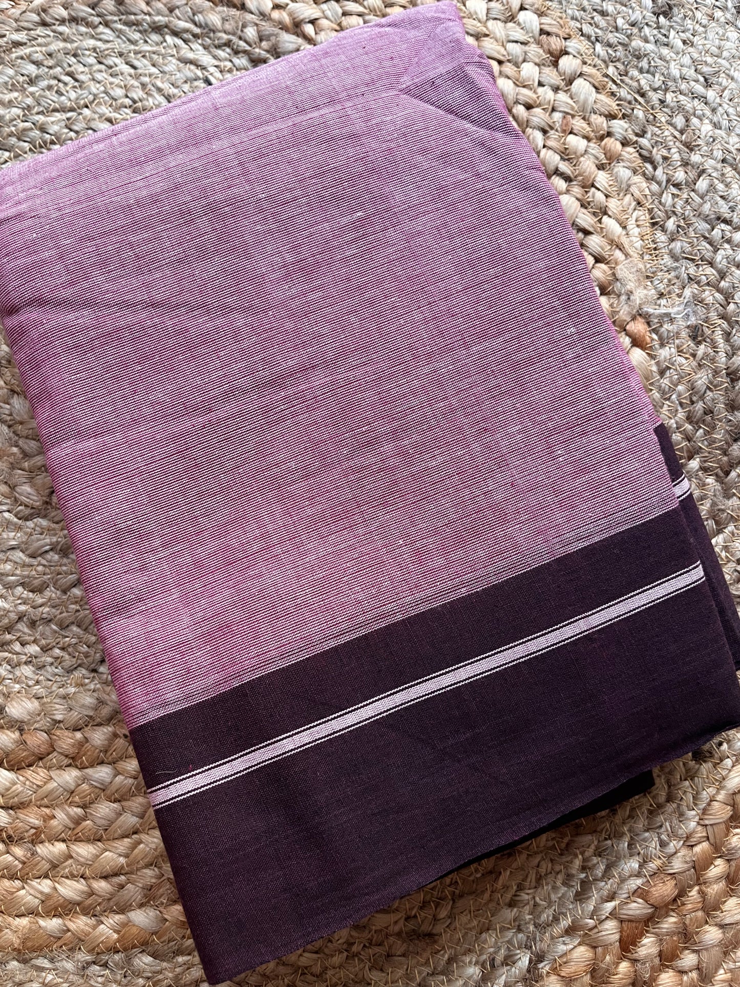 Patteda Anchu -Violet - Plain Saree - Plain Border
