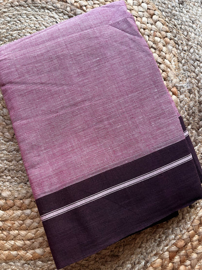 Patteda Anchu -Violet - Plain Saree - Plain Border