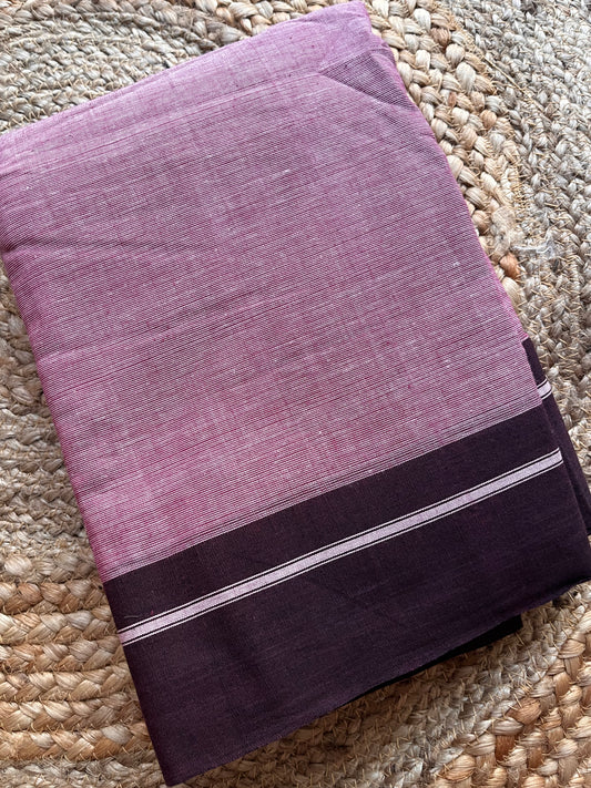 Patteda Anchu -Violet - Plain Saree - Plain Border