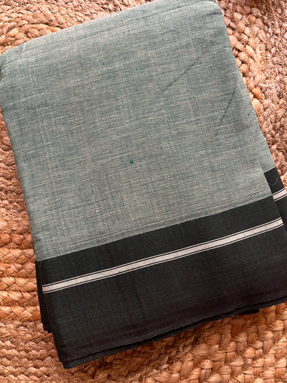 Patteda Anchu -Green - Plain Saree - Plain Border