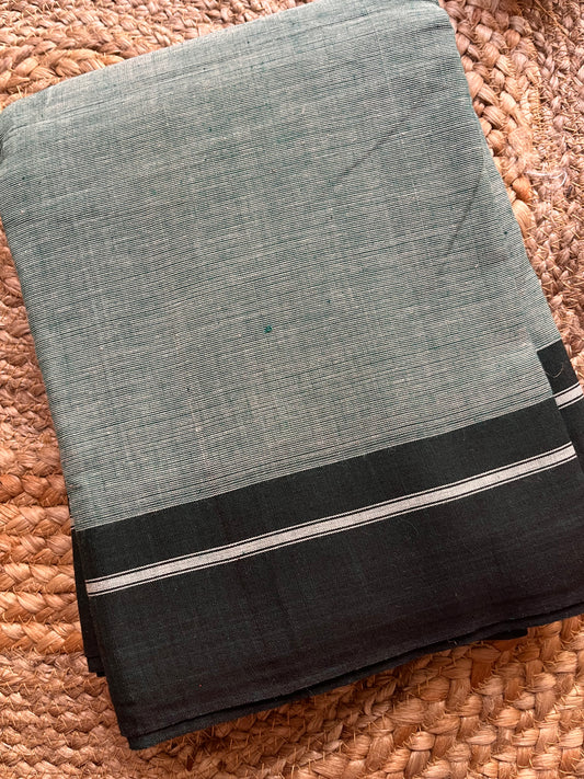 Patteda Anchu -Green - Plain Saree - Plain Border