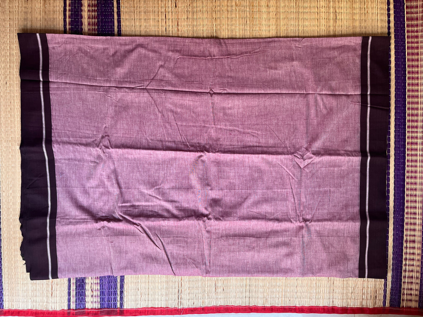 Patteda Anchu -Violet - Plain Saree - Plain Border