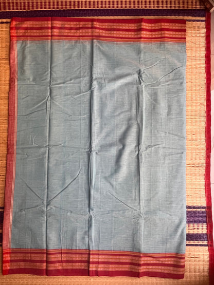 Patteda Anchu -Blue - Plain Saree - Woven Border