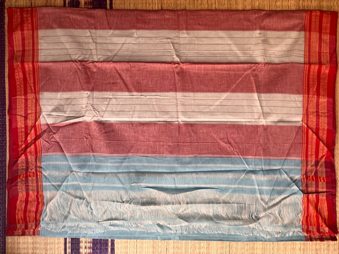 Patteda Anchu -Blue - Plain Saree - Woven Border