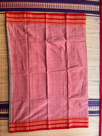 Patteda Anchu -Onion Pink - Plain Saree - Woven Border