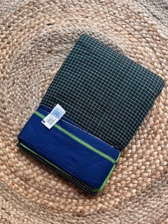 Patteda Anchu - Bottle Green - Blue and Green Border
