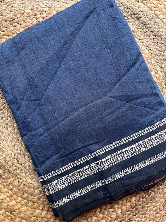 Hubli Revival Saree - Double sided border - Blue