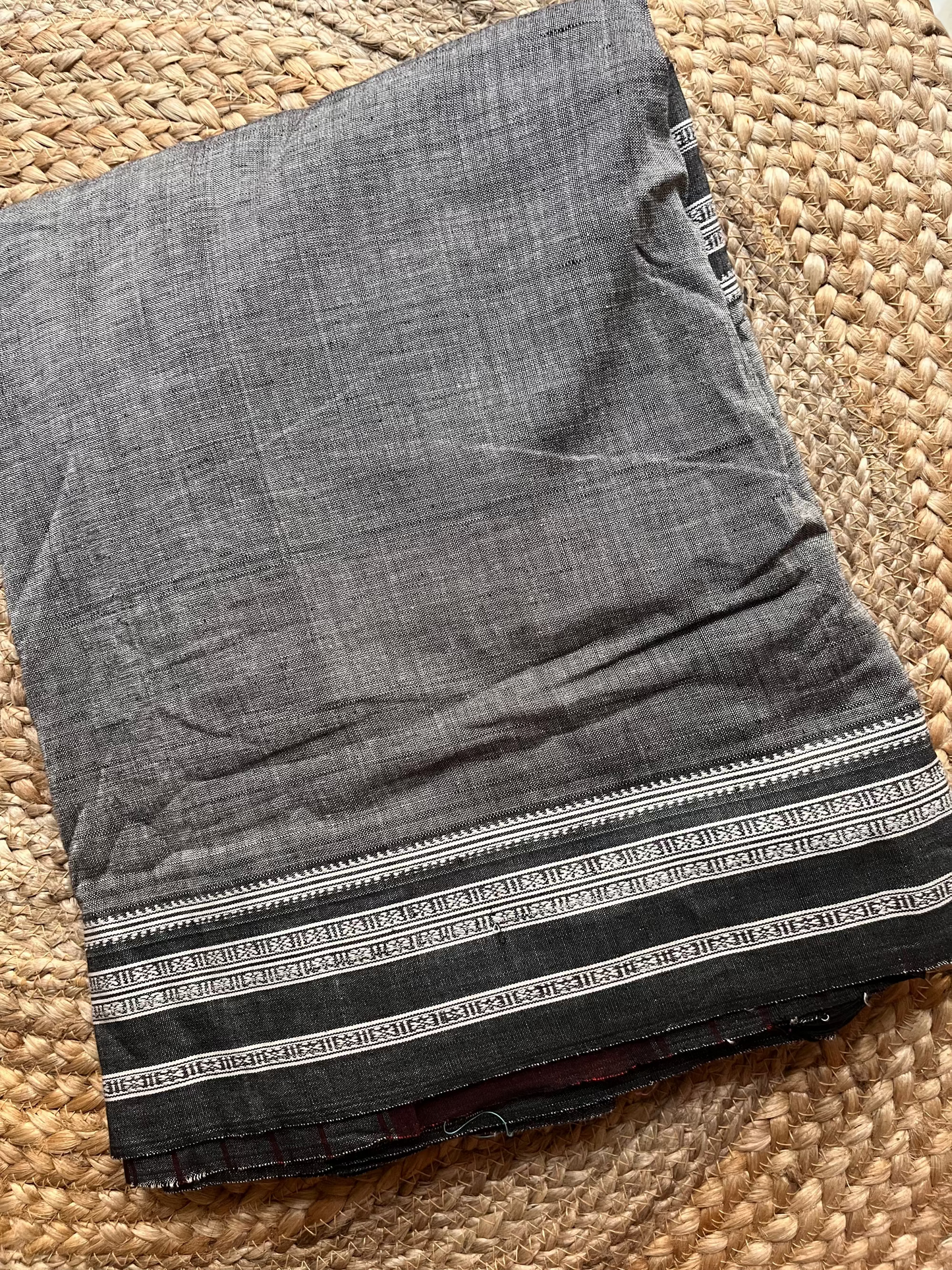 Hubli Revival Saree - Double sided border - Grey