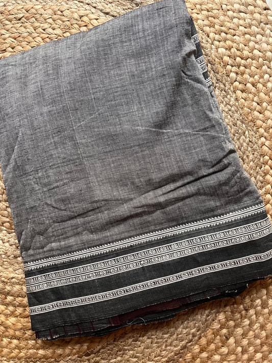 Hubli Revival Saree - Double sided border - Grey