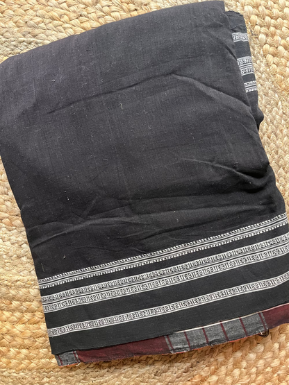 Hubli Revival Saree - Double sided border - Black
