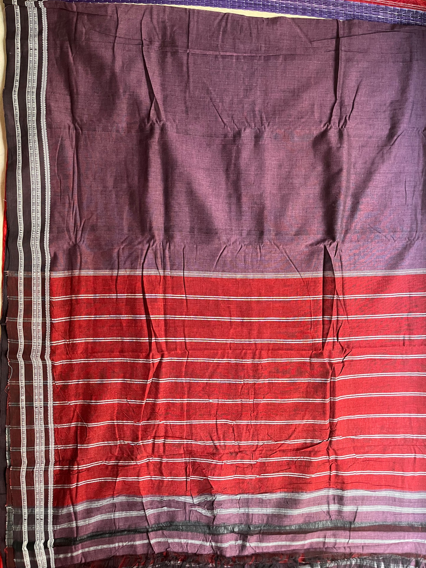 Hubli Revival Saree - Single sided border - Plum